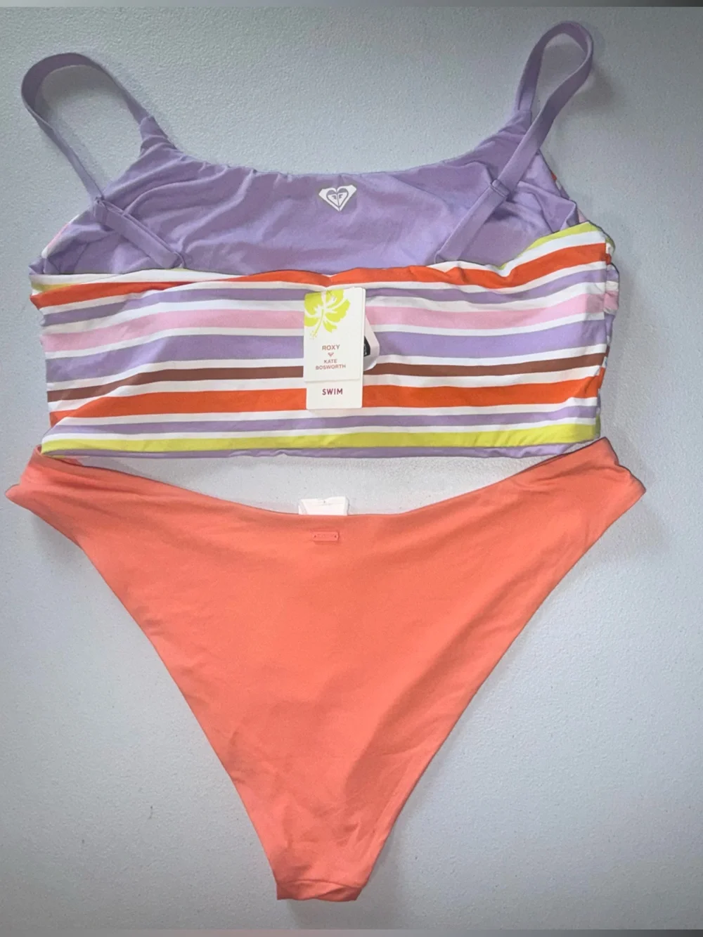 ROXY x Kate Bosworth NWT Striped Bikini Set XXL Colorblock 2-Piece Swimwear